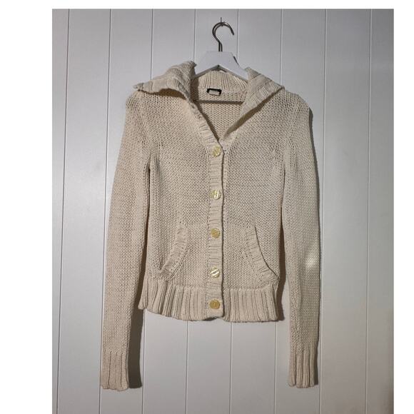 J.Crew Black Label Cardigan Button Up Beige Knit Front Pockets Size Small - Picture 1 of 6